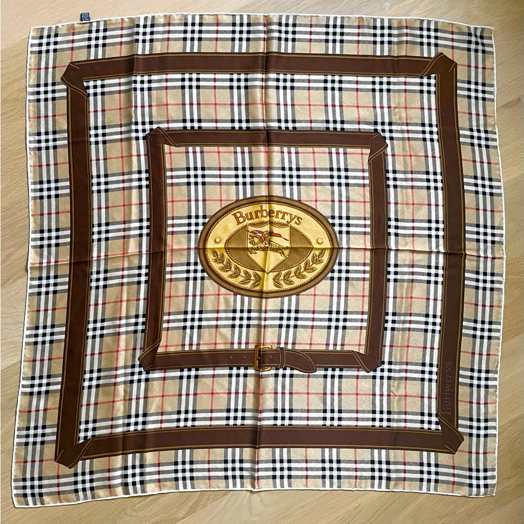 Rare Burberry Vintage 100 Silk Scarf